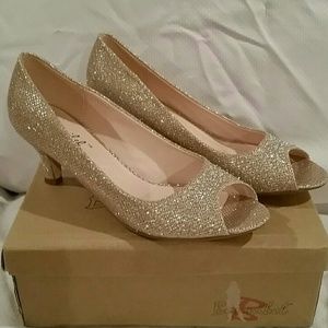 Wonda-2 Womens Peep Toe Low Heel Glitter Dress Pum